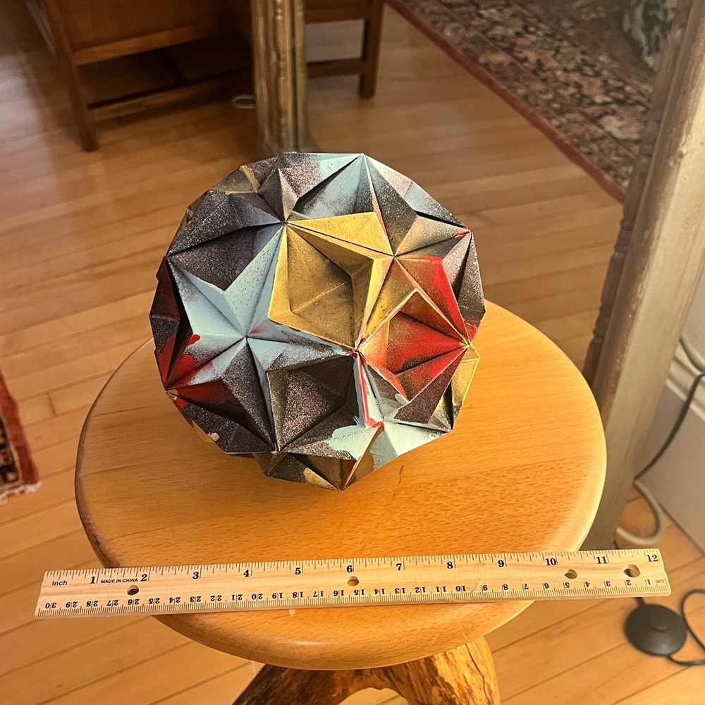 Origami scultpure. Handmade and hand painted